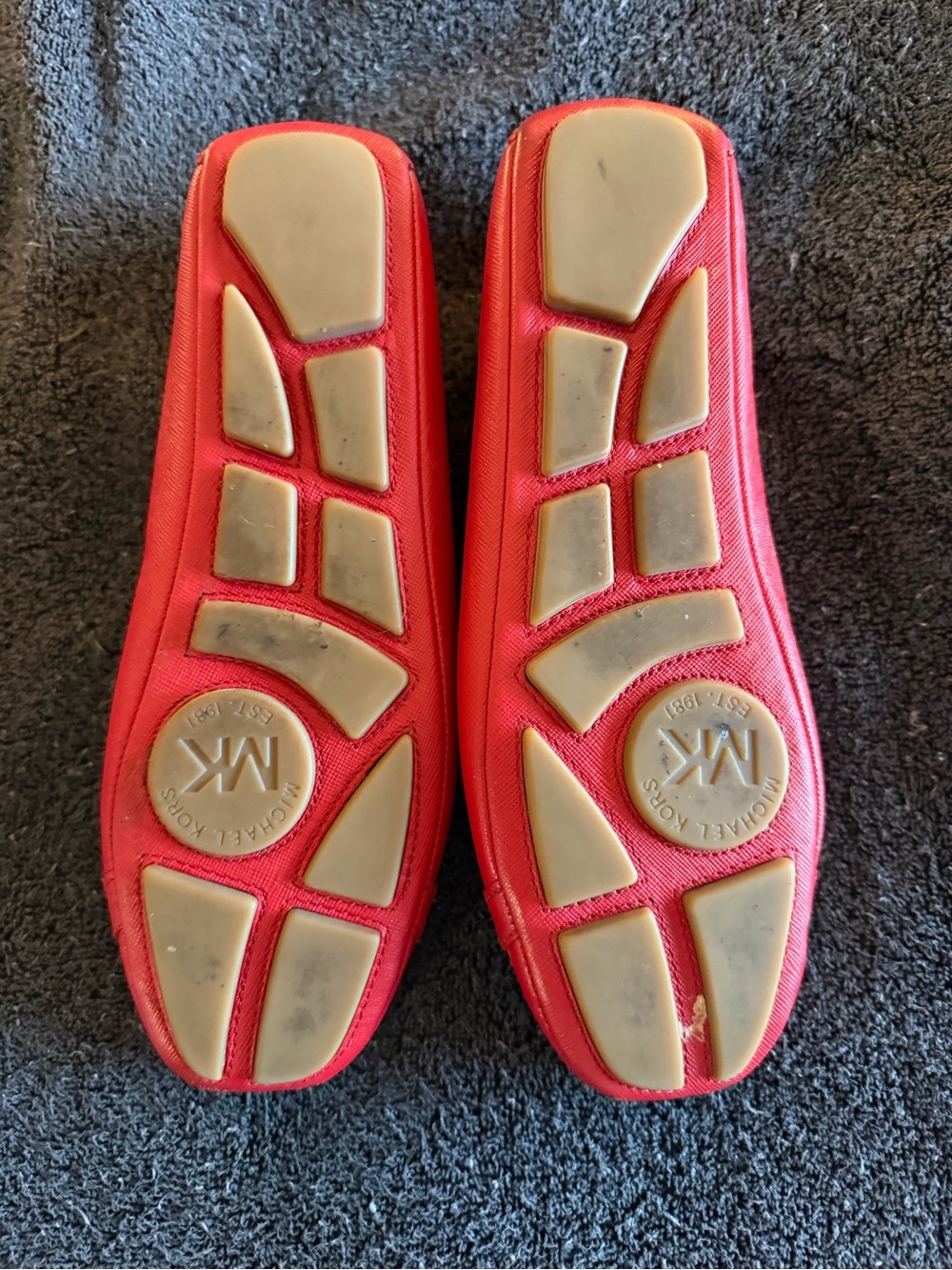 Michael Kors Red Leather MK Logo Ballet Flats - Picture 2 of 5